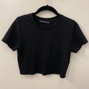 Abercrombie Boxy Cropped T-Shirt - Black - Small
